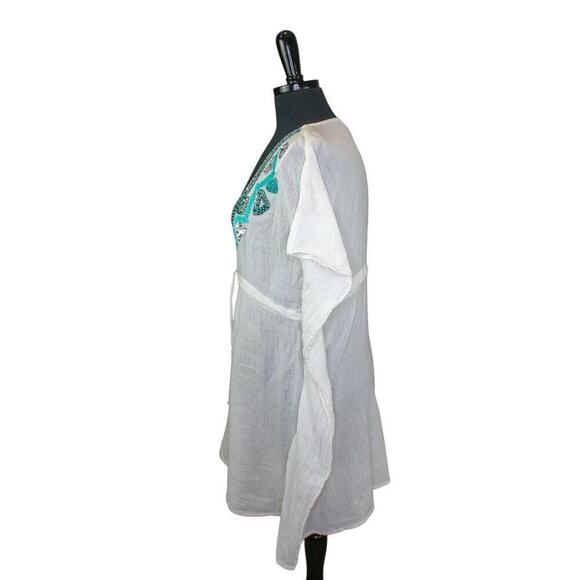 Spiaggia Dolce Cover Up Top Beaded Sequin Beach Resort Summer Size M - Picture 2 of 6